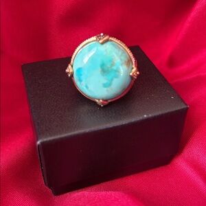 Blue Stone Ring with Gold Accents